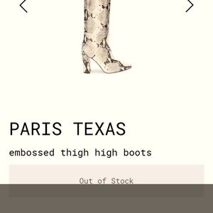 Paris texas embossed snakeskin over the knee boots.
